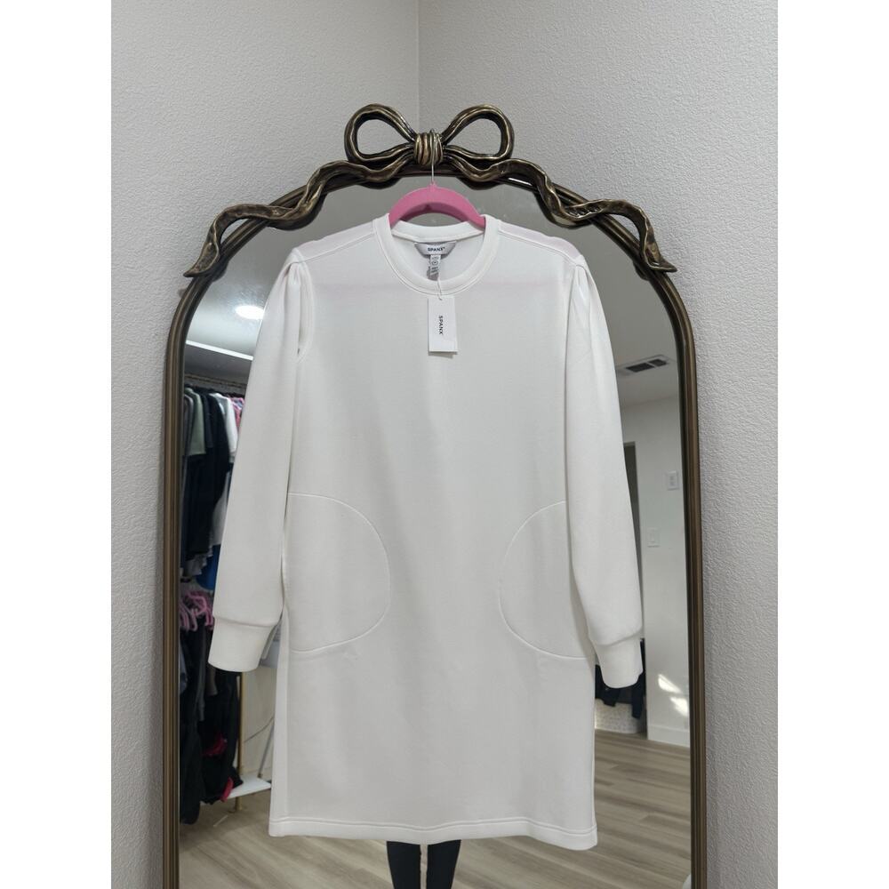 NWT Spanx Air essentials Crewneck Sweatshirt Dress XS Powder - Picture 1 of 5